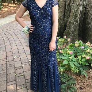 Navy blue and gold formal dress